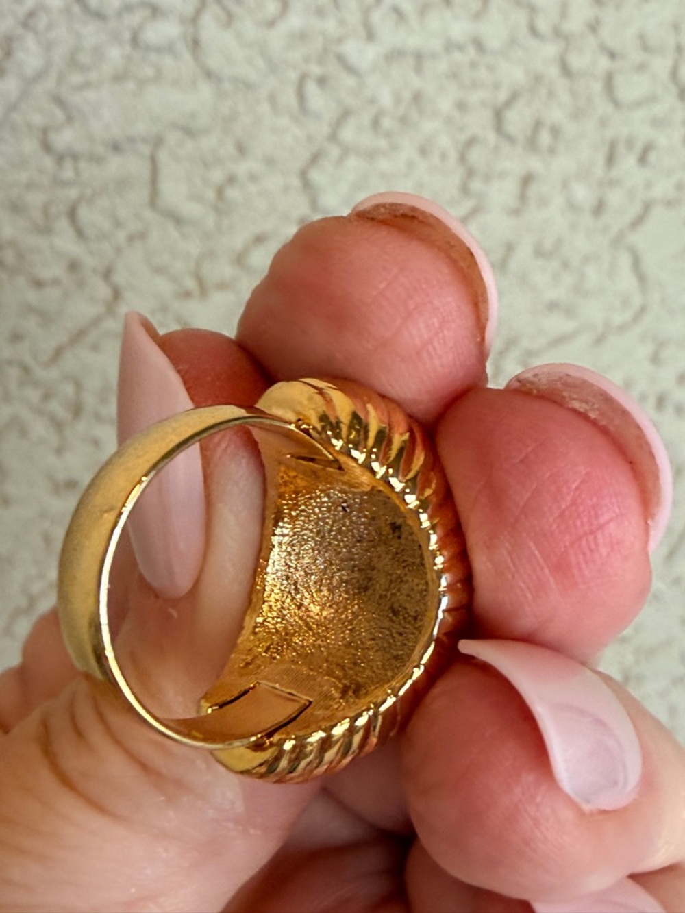 Classic Gold Ribbed Dome Statement Ring - Picture 6 of 7